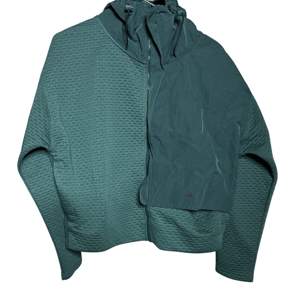 Reebok Women Jacket Green Size: S Thermowarm Graphene Zip-Up Hooded Jacket